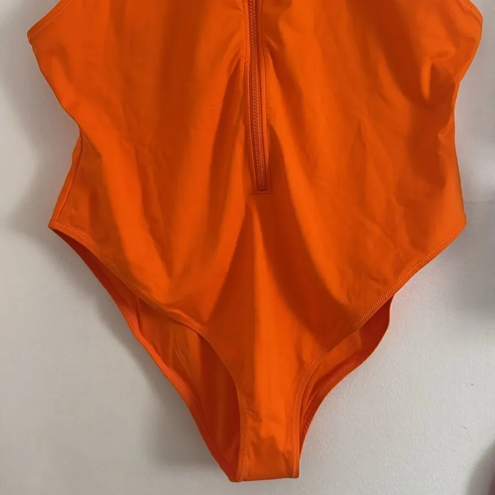 SKIMS Zip Front Sleeveless One Piece Orange NWT